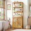 Slim Bamboo Storage Tower Shelf with Cabinet