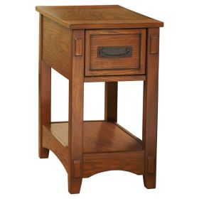 Mission Style 1-Drawer End Table in Brown Wood