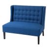 Blue Linen Button-Tufted Scandinavian Loveseat