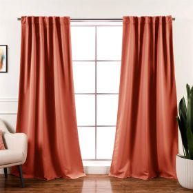 Orange Apricot Thermal Blackout Curtains 52x96 – Set of 2