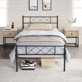Twin Powder Coated Slatted Metal Platform Bed