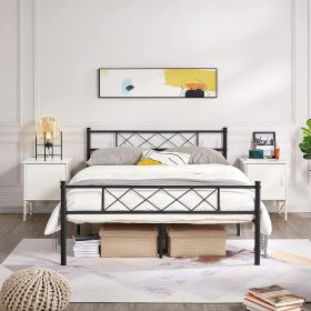 Full Powder Coated Slatted Metal Platform Bed
