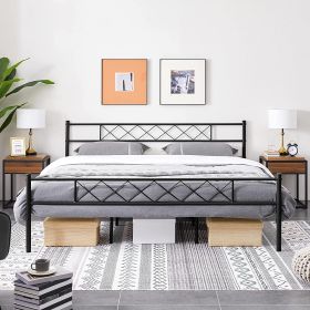 King Powder Coated Slatted Metal Platform Bed