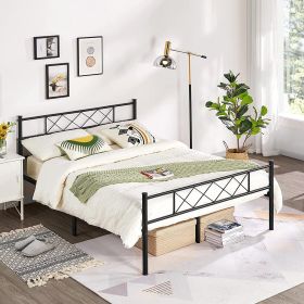 Queen Powder Coated Slatted Metal Platform Bed