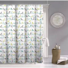 72x70 Cotton Shower Curtain Teal Bird