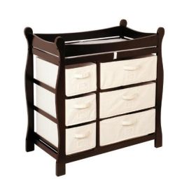 Espresso Baby Changing Table with 6 Storage Baskets