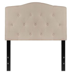 Twin Beige Button Tufted Upholstered Headboard