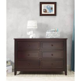 48" MDF Double Dresser 6-Drawer Espresso