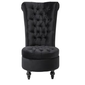 Black Velvet Upholstered Accent Low Profile Chair