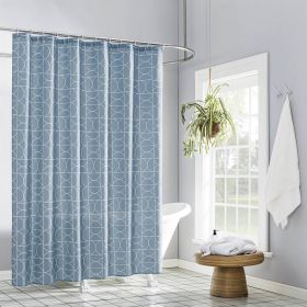 72x70 Polyester Shower Curtain Blue Geometric