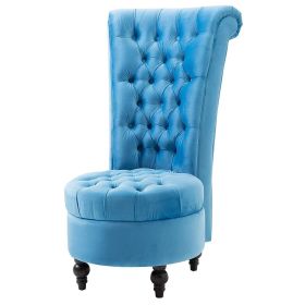 Blue Velvet Upholstered Accent Low Profile Chair