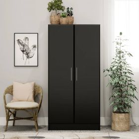 Black Armoire Wardrobe Cabinet with Hanging Rail