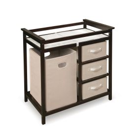 Espresso Baby Changing Table with Baskets & Hamper
