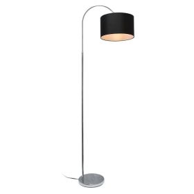 Brushed Nickel Arc Floor Lamp with Black Drum Shade