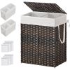 Brown Rattan 2-Section Laundry Hamper with Lid 24 Gal