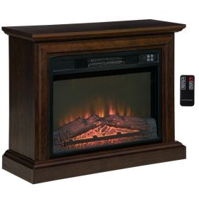 31-Inch Brown Electric Fireplace Heater with Mantel & Remote