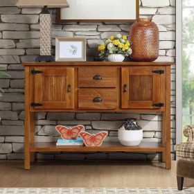48” Solid Wood Console Buffet Brown Farmhouse