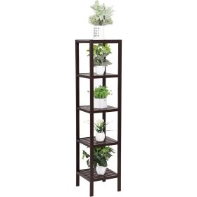 Brown Bamboo 5-Tier Slim Storage Shelf Rack