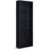 Modern 5-Shelf Bookcase Storage Shelf in Black Wood