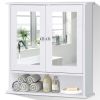 White Bathroom Wall Medicine Cabinet with Mirror Shelf