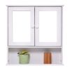 White Bathroom Mirror Wall Cabinet with Open Shelf