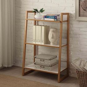 Bamboo White 3-Shelf Modern Bookcase Storage