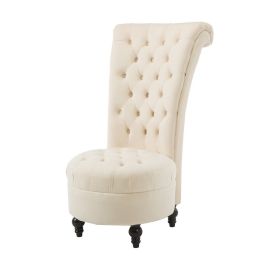 Cream Velvet Upholstered Accent Low Profile Chair