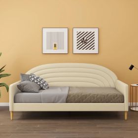 Twin Mid-Century Velvet Upholstered Daybed in Cream