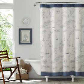 72x72 Cotton Shower Curtain Coastal Map