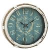 17” Nautical Wall Clock – Distressed Metal, Rope Frame, Vintage Style