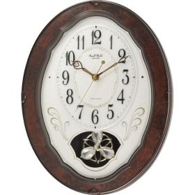 Wood Frame Pendulum Wall Clock with Hourly Melodies