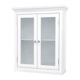 White 2-Door Bathroom Wall Cabinet with Glass Doors