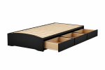 Twin XL Platform Bed Black Storage Drawers