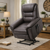 PU Leather Power Lift Recliner Brown Electric
