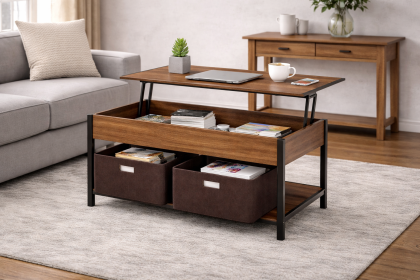 42in MDF Coffee Table Brown Farmhouse