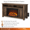 50-Inch TV Stand with Electric Fireplace, Brown Wood