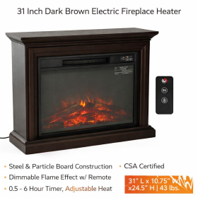 Dark Brown Electric Fireplace