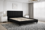 Black Velvet Queen Platform Bed with Upholstered Headboard