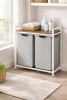 White Frame 2-Bag Laundry Sorter with Shelf
