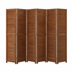 White Wood 6-Panel Louver Room Divider Screen