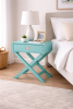 Turquoise Solid Wood Nightstand with Drawer