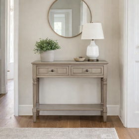 Distressed Cream Console Table with Drawers