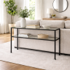 Black Metal Glass Console Table with Shelf