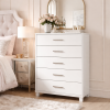 Modern Farmhouse White 5-Drawer Solid Wood Chest