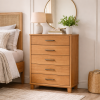 Modern Farmhouse Light Brown Solid Wood 5-Drawer Chest