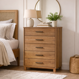 Modern Farmhouse Pine Solid Wood 5-Drawer Chest
