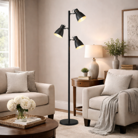 64" Black 3-Light Adjustable Tree Floor Lamp