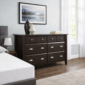 6-Drawer Wood Dresser Dark Brown Bedroom Storage