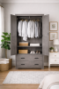 Retro Grey MDF 2-Door Wardrobe Cabinet with Drawer