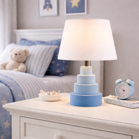 Blue Resin Table Lamp White Shade Modern